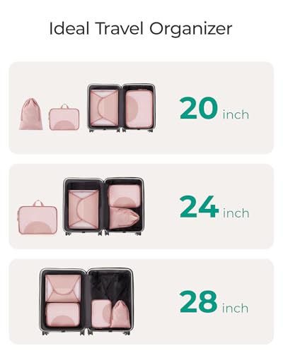 BAGSMART Garment Folder Packing Cubes for Travel, 4 Set Lightweight Travel Cubes for Wrinkle Free, Durable Suitcase Organizers Bag Set for Travel Essentials Baby Pink
