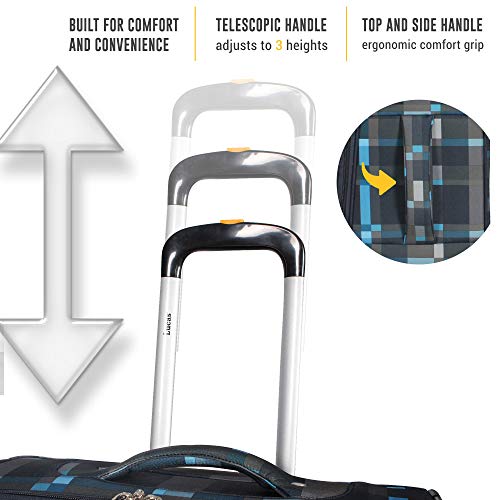 LUCAS Designer Luggage Collection - Expandable 24 Inch Softside Bag - Durable Mid-sized Ultra Lightweight Checked Suitcase with 8-Rolling Spinner Wheels (Old School Navy)