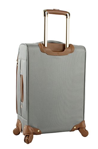 Steve Madden Designer-Gepckkollektion Leichter Softside-Koffer fr Damen und Herren strapazierfhige 50,8 cm groe Tragetasche mit 4 rollenden Spinner-Rdern, Harlo Gray, 21.5 inches, Carry on Bag With