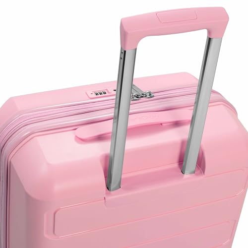 Traveler's Choice Pagosa Hardshell Expandable Luggage with Spinner Wheels, Pink, 22-Inch Carry-on
