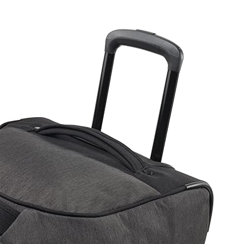High Sierra Forester 28 Inch Roomy Water Resisting Wheeled Duffel w/Padded Grab Handles, Interior Cross Straps, & Easy to Clean Interior, Black Heather