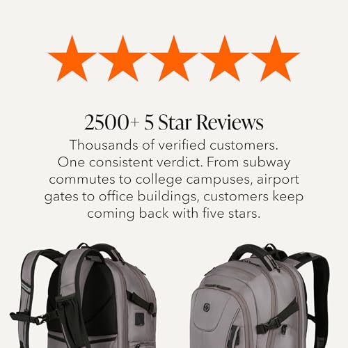 SwissGear Travel Tech Elite Laptop Backpack – Fits Laptops up to 16” – ScanSmart TSA-Friendly Backpack with USB Port, Shoe Compartment & Organizer Pockets – Grey Ballistic
