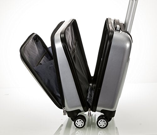 Rockland Revolution Hardside Rolling Computer Case, Carry-On, Silver