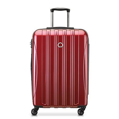 DELSEY PARIS Helium Aero Hardside Expandable Luggage with Spinner Wheels, Brick Red, Checked-Medium 24 Inch