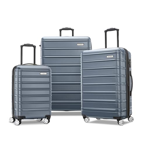 Samsonite Omni 2 Hardside 3 Piece Set - Includes Carry-On, Medium, & Large Checked Suitcases - 360° Dual Spinner Wheels - Integrated TSA Lock & Expansion - Amazon Exclusive - State Blue