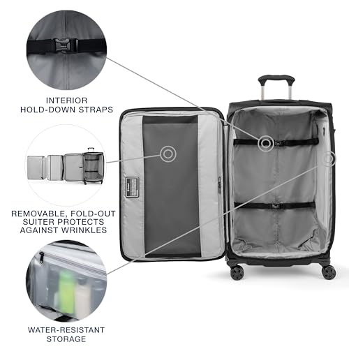 Travelpro Crew Classic Lightweight Softside Expandable Checked Luggage, 8 Wheel Spinner Suitcase, TSA Lock, Men and Women, Checked Large 29-Inch, Black