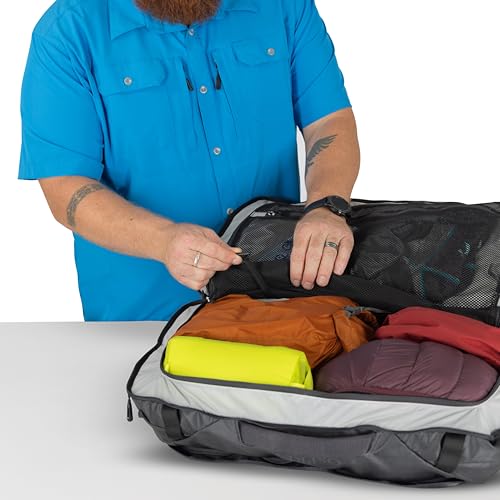 Osprey Transporter 44L Durable Squffel Bag - Water Resistant Square Split Travel Duffel Backpack, Pine Leaf Green