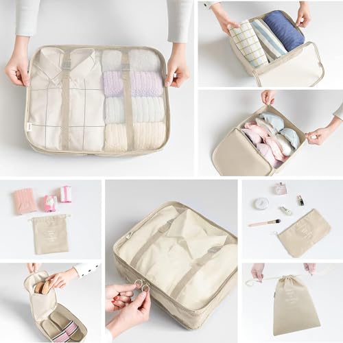 LANSKLBD 8 Set Packing Cubes for Suitcases Travel Luggage Packing Organizers,Travel Accessories Essentials Luggage Organizer with Shoe/Tioletry/Laundry Bag
