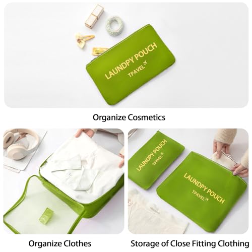 6 Set Packing Cubes for Travel Luggage Organizer Bags Reusable washable Suitcase Packing Cubes Set Travel Accessories Essentials (Green)