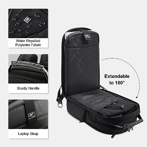 LEVEL8 Carry On Luggage with Compartment, 20 Inch Softside Expandable Travel Rolling Suitcase with 15.6" Laptop Backpack