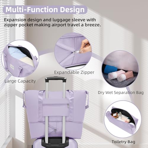 Luggage Sets 6 Piece, Expandable Luggage Set Clearance for Women, Suitcases with Wheels, Hardside Hard Shell Travel Luggage with TSA Lock (Lavender Purple, 6pcs)