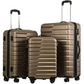 Coolife Luggage Sets, 3 Piece Hard Shell Suitcase Set with Spinner Wheels, Expandable Large Checked Luggage, Lightweight Rolling Carry On with TSA Lock Brown