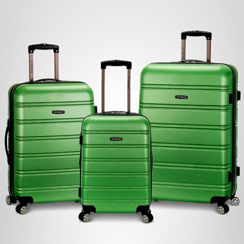 Rockland Melbourne Hardside Expandable Spinner Wheel Luggage, Checked Large 28", Green