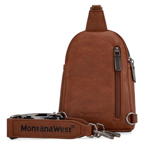 Montana West Western Cow Print Crossbody Sling Bags for Women Small Cross Body Fanny Pack Purse Brown MWC-3353BR