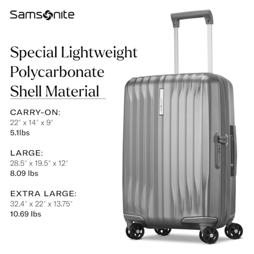 Samsonite UpLIFT X-Large Checked Hardside Luggage with Spinner Wheels - Airline-Approved, TSA Lock, Adjustable Handle System - Polycarbonate Hard Suitcase for Ultra Lightweight Travel - Silver Shimmer