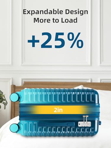LARVENDER Carry on Luggage 22x14x9 Airline Approved, Expandable 20 Inch Hardside Large Suitcase with Wheels TSA Lock, Lightweigh PC+ABS Travel Carry-on Suitcases for Women and Men, Ocean Breeze