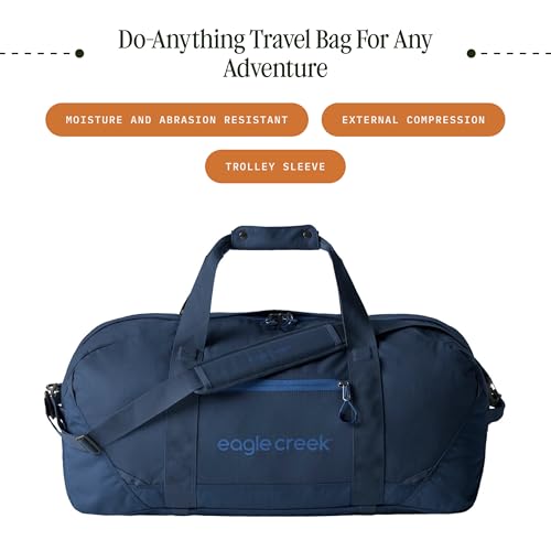 Eagle Creek No Matter What Duffel Bag - Eco Friendly Duffel for Sustainable Travel - Adjustable Shoulder Strap - Multiple Carry Options - Easy to Store - Atlantic Blue - 40L