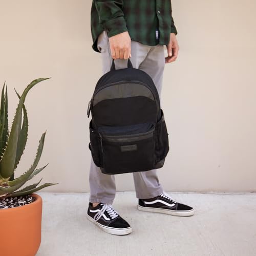 Wrangler Powell Backpack for Travel Classic Logo Water Resistant Casual Daypack for Travel with Padded Laptop Notebook Sleeve (Black)