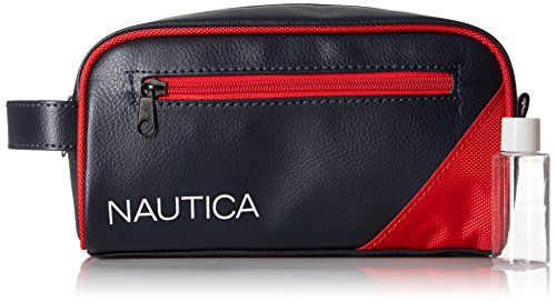 Nautica Mens Accessories Men's Top Zip Travel Kit Toiletry Bag Organizer Accessory, red, One Size
