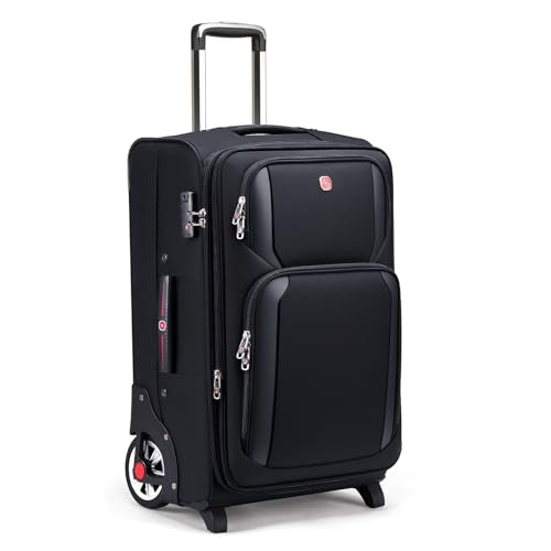 ROPLUS Laduga Softside Expandable Luggage with Large Steel Wheels Checked-Luggage Suicase (Black, 29-Inch)