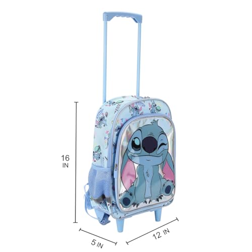 Lilo & Stitch Winking Stitch 16" Rolling Backpack for School and Travel