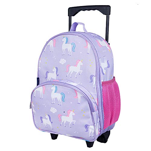 Wildkin Kids 16 Inch Rolling Luggage for Boys & Girls – Lightweight Carry-On Suitcase with Telescoping Handle & Rolling Wheels for School, Travel & Overnight Trips, Ages 3–7 – Unicorn