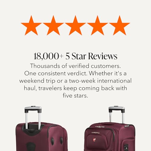 SWISSGEAR Sion Softside Expandable Spinner Luggage Durable Lightweight Travel Suitcase, Merlot, Carry-On
