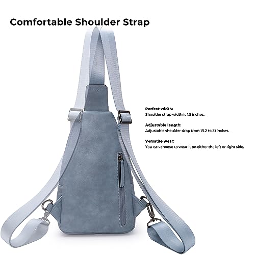 Alldaily Large Sling Bag for Women Crossbody Purse Leather Fashionable Trendy Chest Bag for Travel, Fanny Pack (Blue)