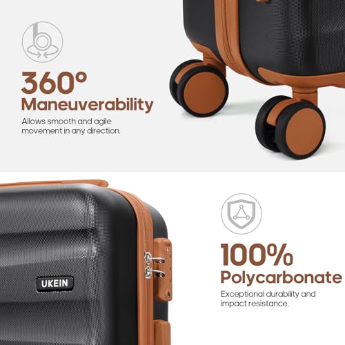 UKEIN Luggage Set with Backpack,Polycarbonate Carry On Luggage Airline Approved with Spinner Wheels, Hardshell Travel Suitcase with TSA Lock,Suitcase Set 3 Piece