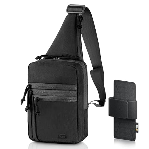 M-Tac CCW Sling Bag for Men & Women - EDC Shoulder Bag Tactical - Crossbody Concealed Carry Bag - Mens Chest Pack (Black)