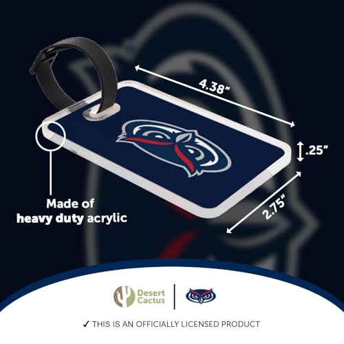 Desert Cactus Florida Atlantic University Luggage Tag – Official FAU Owls 2 Pack Travel ID Label for Suitcases, Bags, and Carry-Ons (2-Pack Acrylic Luggage Tag A)