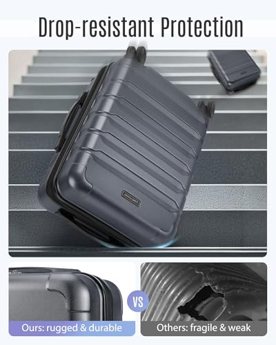 LIGHT FLIGHT Carry On Luggage 22x14x9 Airline Approved, Expandable Carry On Suitcases with Wheels, Lightweight Luggage, Durable Hard Shell 20 Inch Rolling Suit Case for Men Women Travel, Gray
