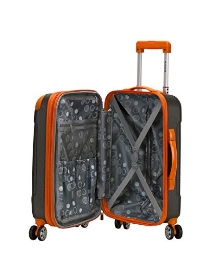 Rockland London Hardside Spinner Wheel Luggage, Charcoal, Checked-Large 28-Inch