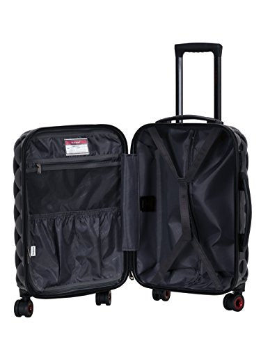 Rockland Quilt Hardside Spinner Wheel Luggage Set, Black, 3-Piece Set (20/24/28)