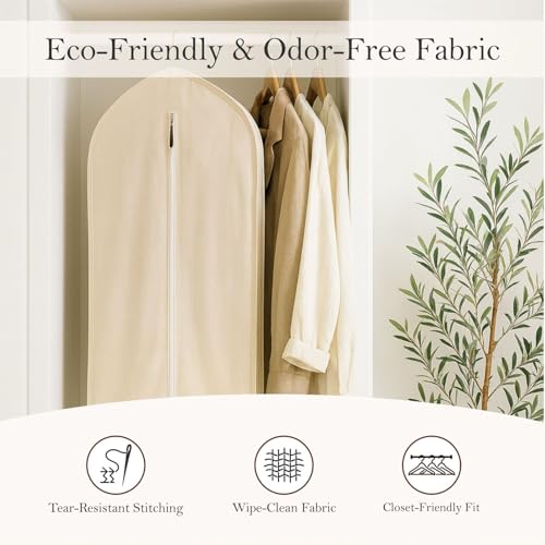 100% Cotton Garment Bag | Long | Breathable Garment Bags for Hanging Clothes | Garment Storage Bag for Long Dresses & Coats Storage | Pack of 1 (62 Inch)