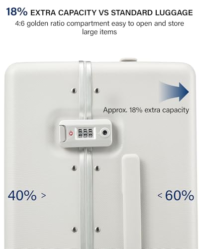 Hanke Premium 28 Inch Zipperless Extra-Large Checked Luggage, Aluminum Frame Hard Shell PC Suitcase with TSA Lock and Multi-Handle Design, 8 Quiet Spinner Wheels for Extended Trips（White）