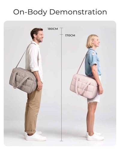 BAGSMART Gym Bag for Women, Small Personal Item Bag Puffer Duffle Bag, Weekender Overnight Bag Carry On Tote Bag for Travel, Black