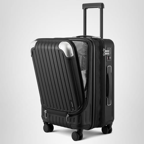 LEVEL8 Grace Luggage Sets Hardshell Suitcase with Wheels, Sturdy Large Suitcase Tsa Lock 20 Inch Expandable Carry on 24 Inch 28 Inch Checked Luggage, 3-Piece Set (20/24/28), Black