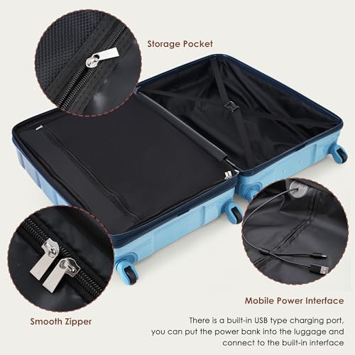 Luggage Sets 3 Pcs Suit case, ABS Hardside Suitcases with Spinner Wheels Lightweight TSA Lock