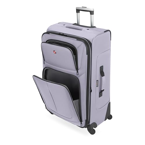 SWISSGEAR Sion Softside Expandable Spinner Luggage Durable Lightweight Travel Suitcase, Evening Haze, Checked-Large