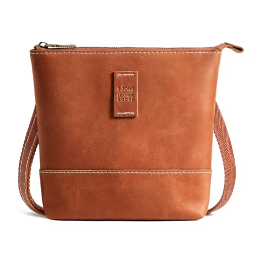 S-ZONE Leather Crossbody Bags for Women Small Over the Shoulder Purses and Handbags Trendy