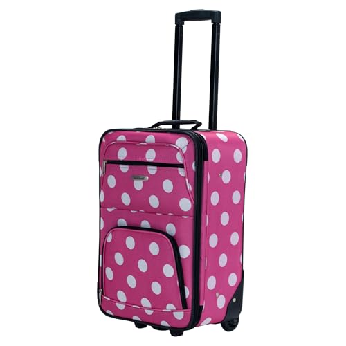 Rockland Fashion Softside 2 Piece Luggage Set, Expandable, (14" Tote/19" Upright), Pink Dot