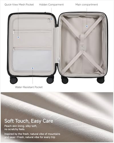 LUGGEX Carry On Luggage 22x14x9 Airline Approved, Expandable Polycarbonate Suitcase with Front Pocket (FX-Core, Blue, 20 Inch)