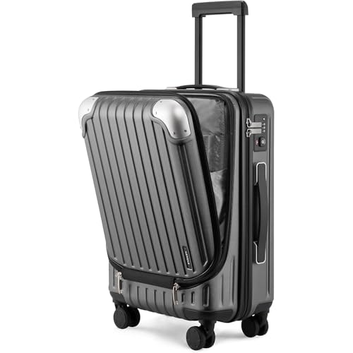 LEVEL8 Grace Carry on Luggage 22x14x9 Airline Approved, 20 Inch Hard Shell Suitcases with Spinner Wheels, Abs+Pc Hard Case Luggages with Tsa Lock, Travel bag for Women Men, Grey