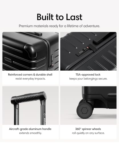 Solgaard Check-In Lite Suitcase - Hard-Shell 28.3" Travel Luggage (Black)