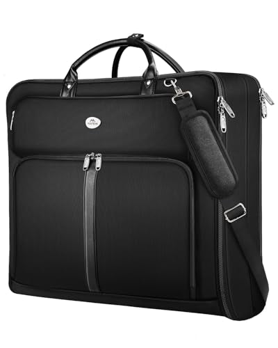 MATEIN Mens Garment Bags for travel, Large Travel Suit Bag Up to 7 Suits with Strap, Wrinkle Free Carry On Garment Bags for Hanging Clothes, Business Suitcase Luggage Bag Fit 17.3 Inch Laptop, Black