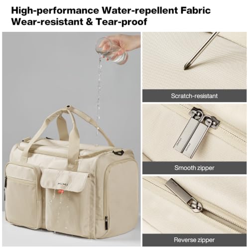 mixi 17" Underseat Carry-On Luggage Travel Tote, Water-Resistant, Beige