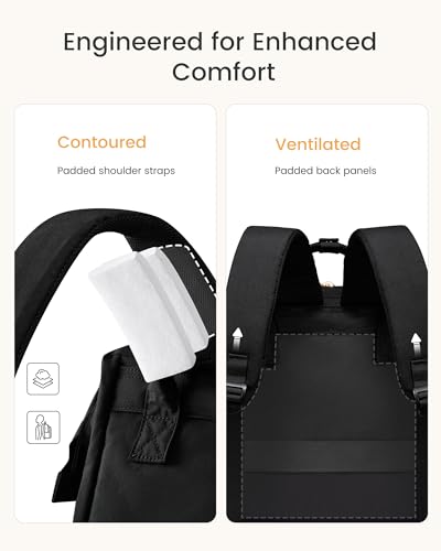 LOVEVOOK Laptop Backpack for Women with Giant Tumbler Holder Pocket,15.6 inch Waterproof Travel Backpack Purse Computer Laptop Bag,Professional Work College Nurse Teacher Backpack Casual Daypack,Black