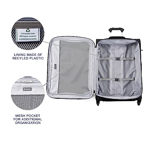 Travelpro Maxlite 5 Softside Expandable Luggage with 4 Spinner Wheels, Lightweight Suitcase, Men and Women, Black, Checked-Medium 25-Inch