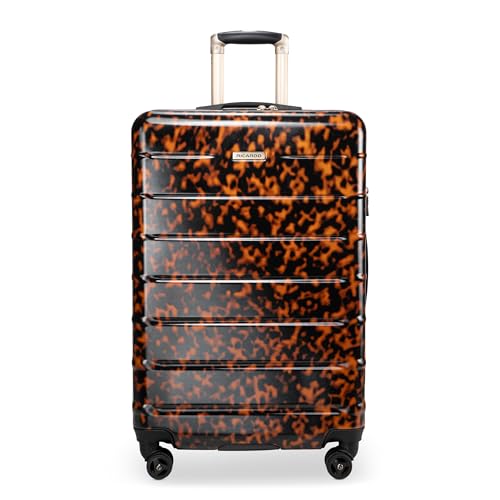 Ricardo Beverly Hills Cambria Hardside Luggage | Stylish Suitcase with Wheels for Effortless Travel, Expandable and Secure TSA-Locked Packing, 24-inch Medium Checked (Tortoise, Checked Medium 24-Inch)